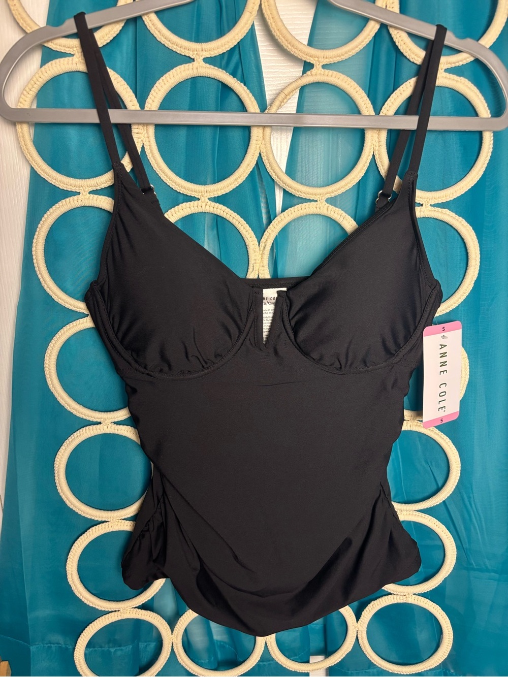 Anne Cole Solid Black Underwire Swim Tankini Top NWT SIZE SMALL - Picture 1 of 12